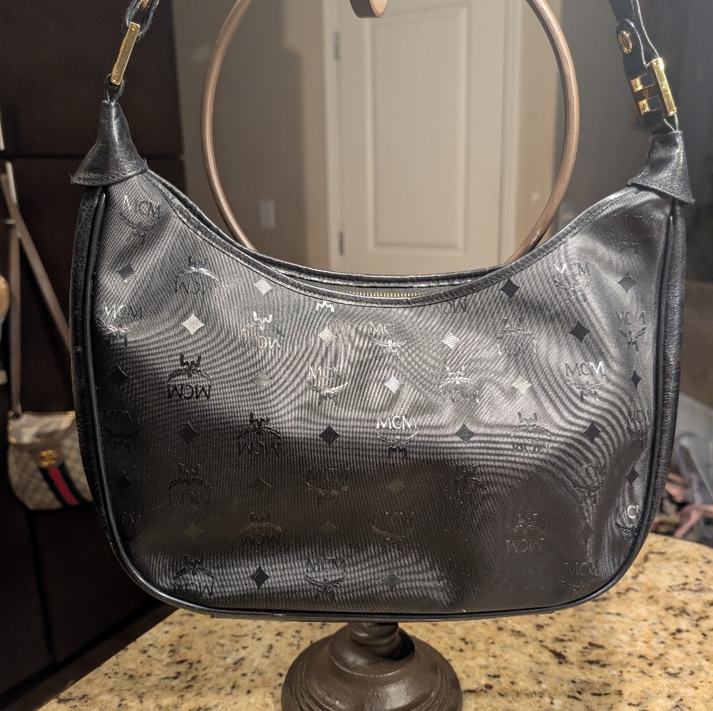 MCM Nylon & Leather Monogram Hobo Shoulder Bag - Picture 5 of 12